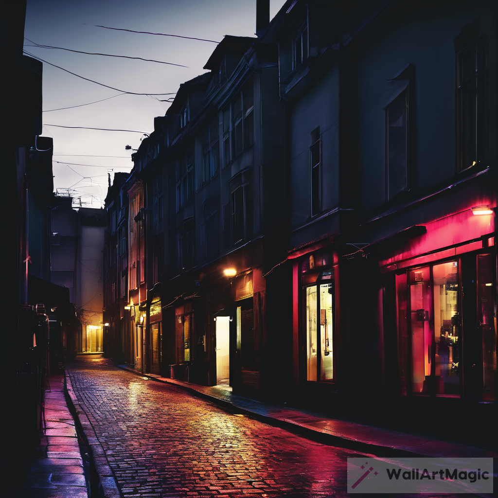 Mysterious Beauty of Dark Street at Evening
