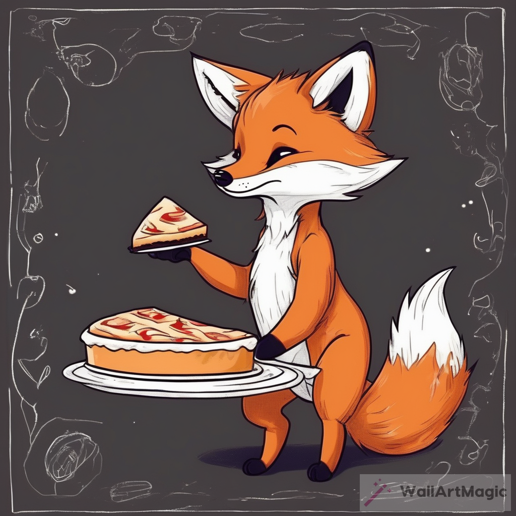 Charming Small Fox & Pie Drawing