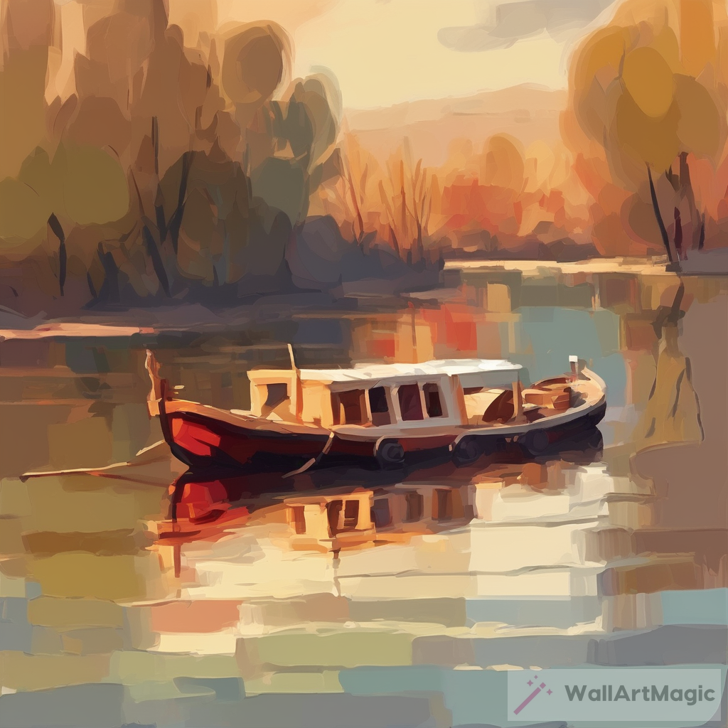 Impressionist River Boat Scene AI Artwork