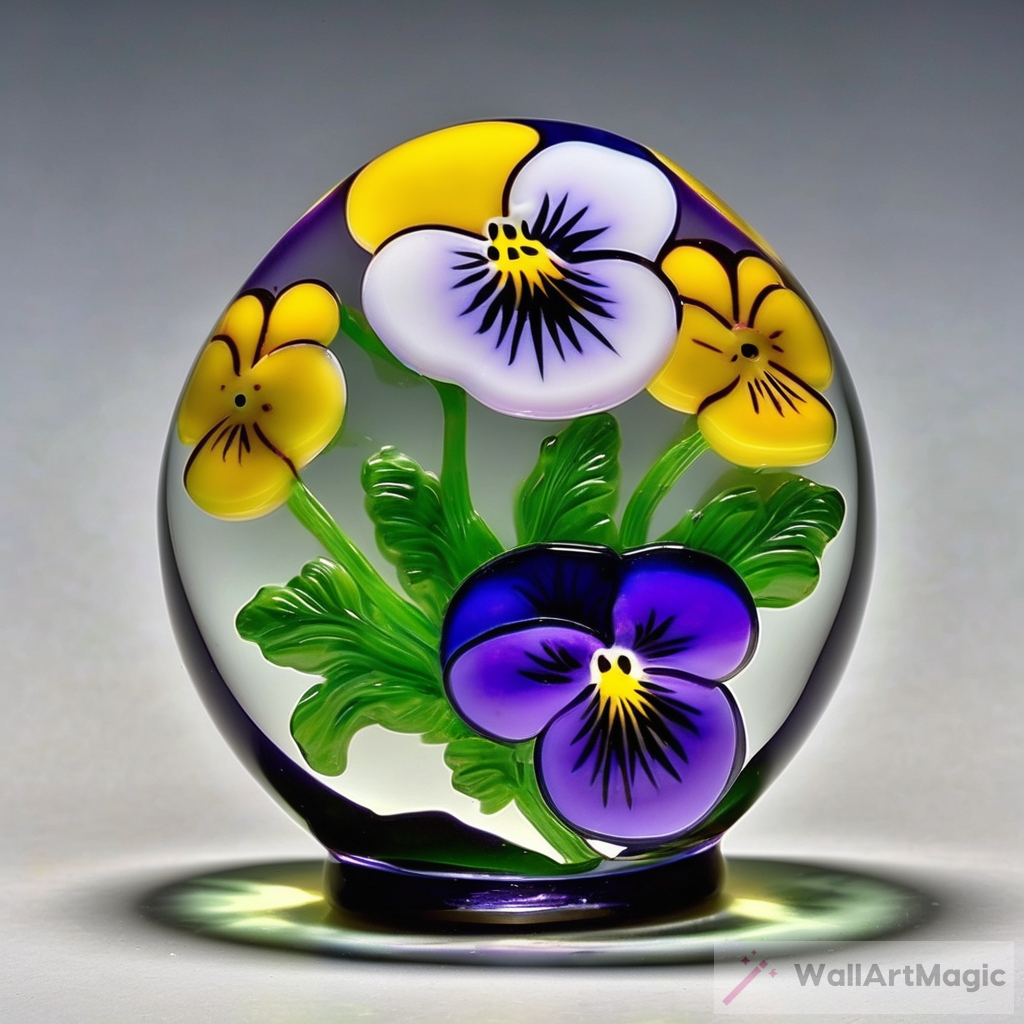 Intricate Beauty: William Manson Paperweight Lampwork Pansy c1990