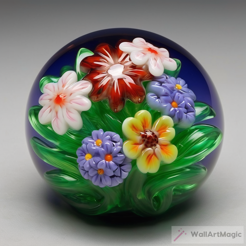 Perthshire Lampwork Bouquet Paperweight 1993