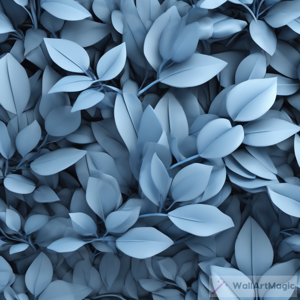 Unique Blue Leaves 3D Bush Art