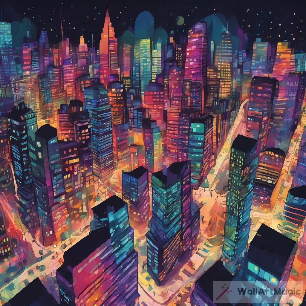 Vibrant City Lights: A Modern Art Illustration