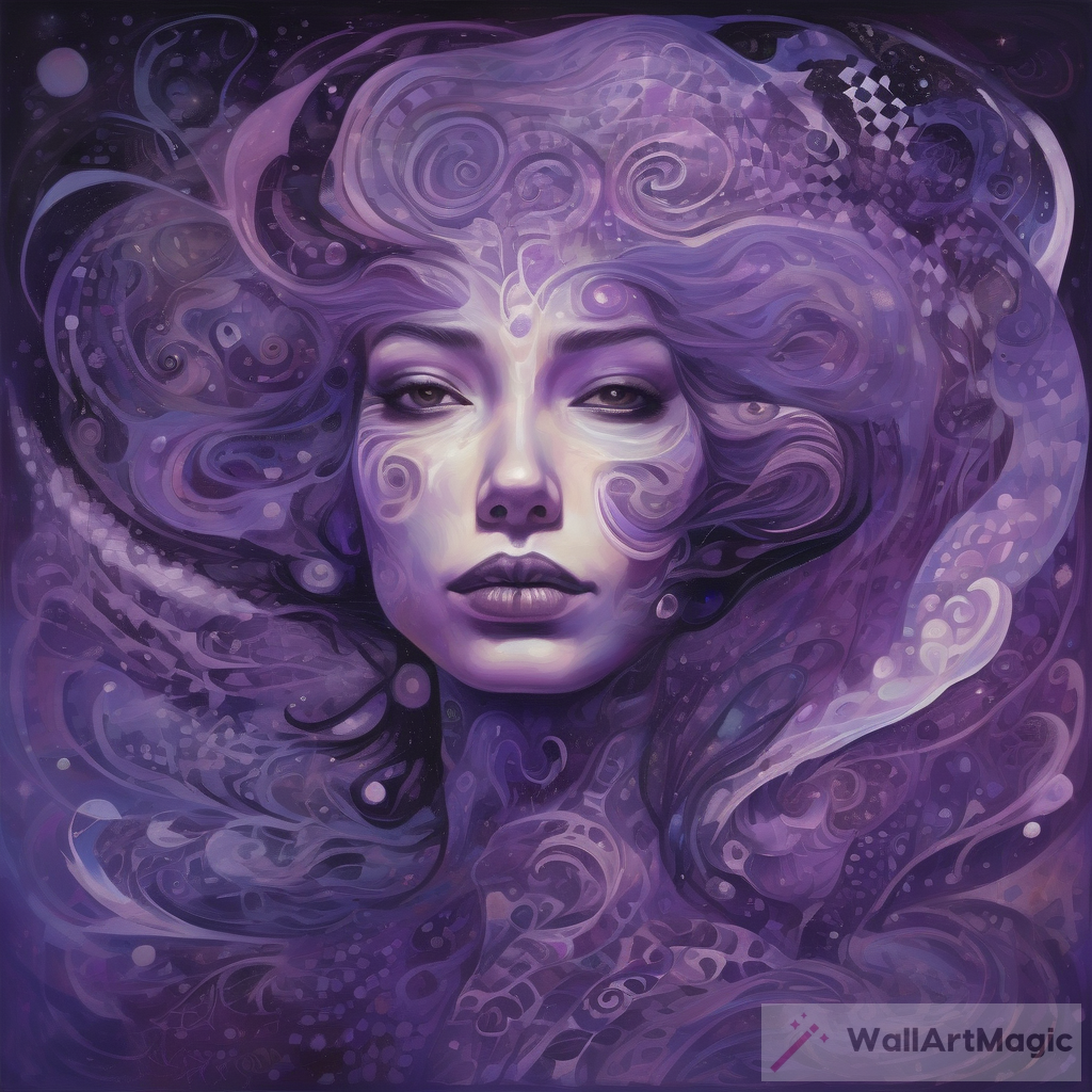 Enigmatic Beauty: Surreal Portrait of Lady in Shades of Purple