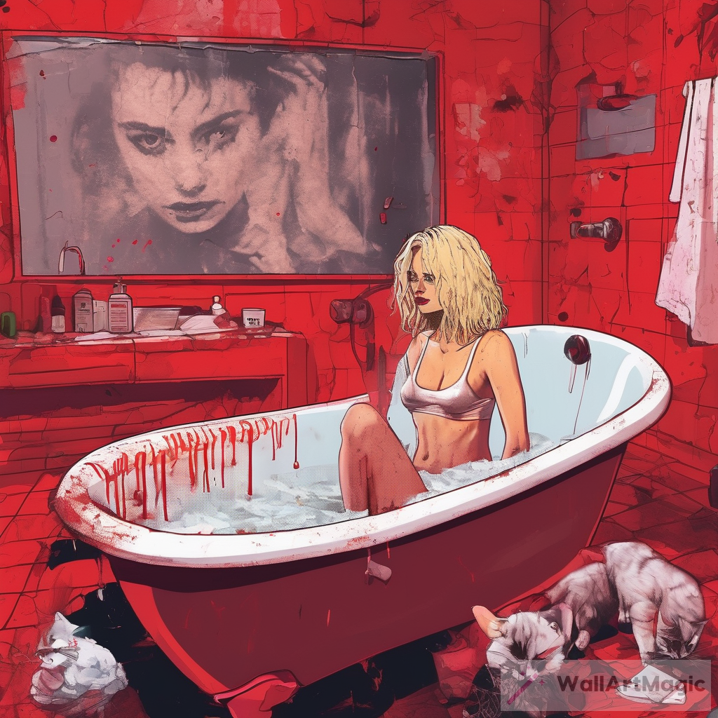 Eerie Image: Marla Singer-Like Woman in Red-Lit Bathtub