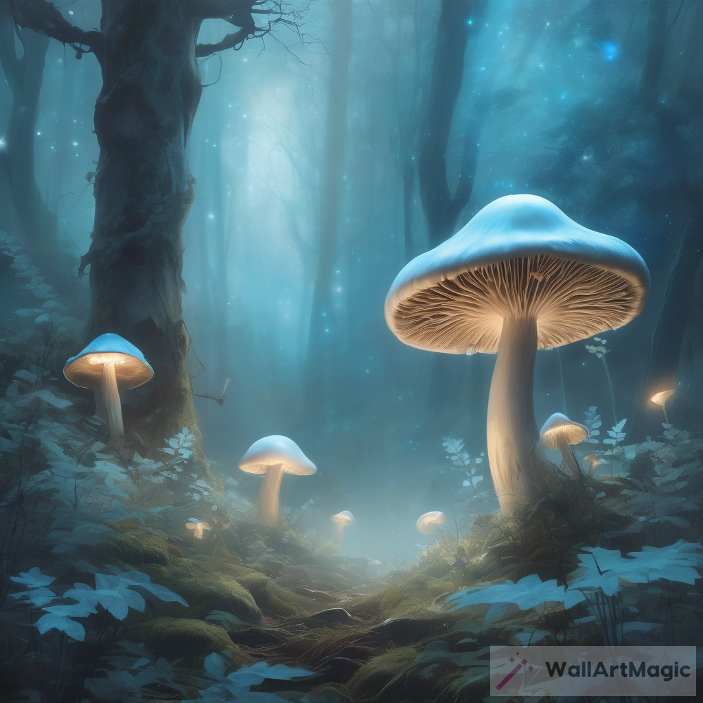 Enchanting Forest with Luminescent Mushrooms