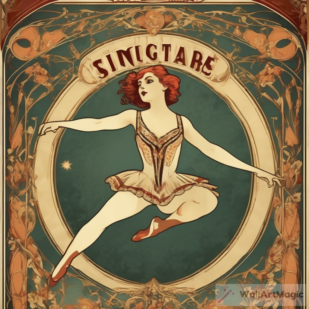 Vintage Circus Poster: Art Nouveau Graceful Acrobat