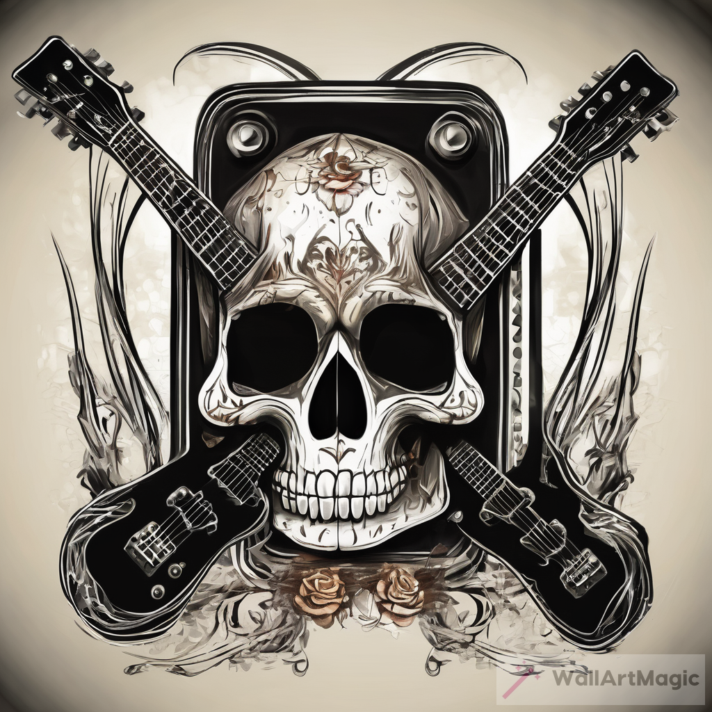 Skull & Electric Guitar Art