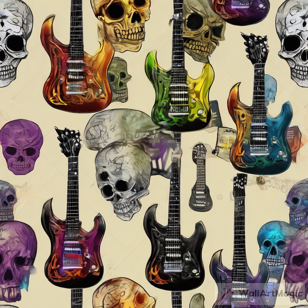 Skull & Electric Guitar Art: Heavy Metal Fusion