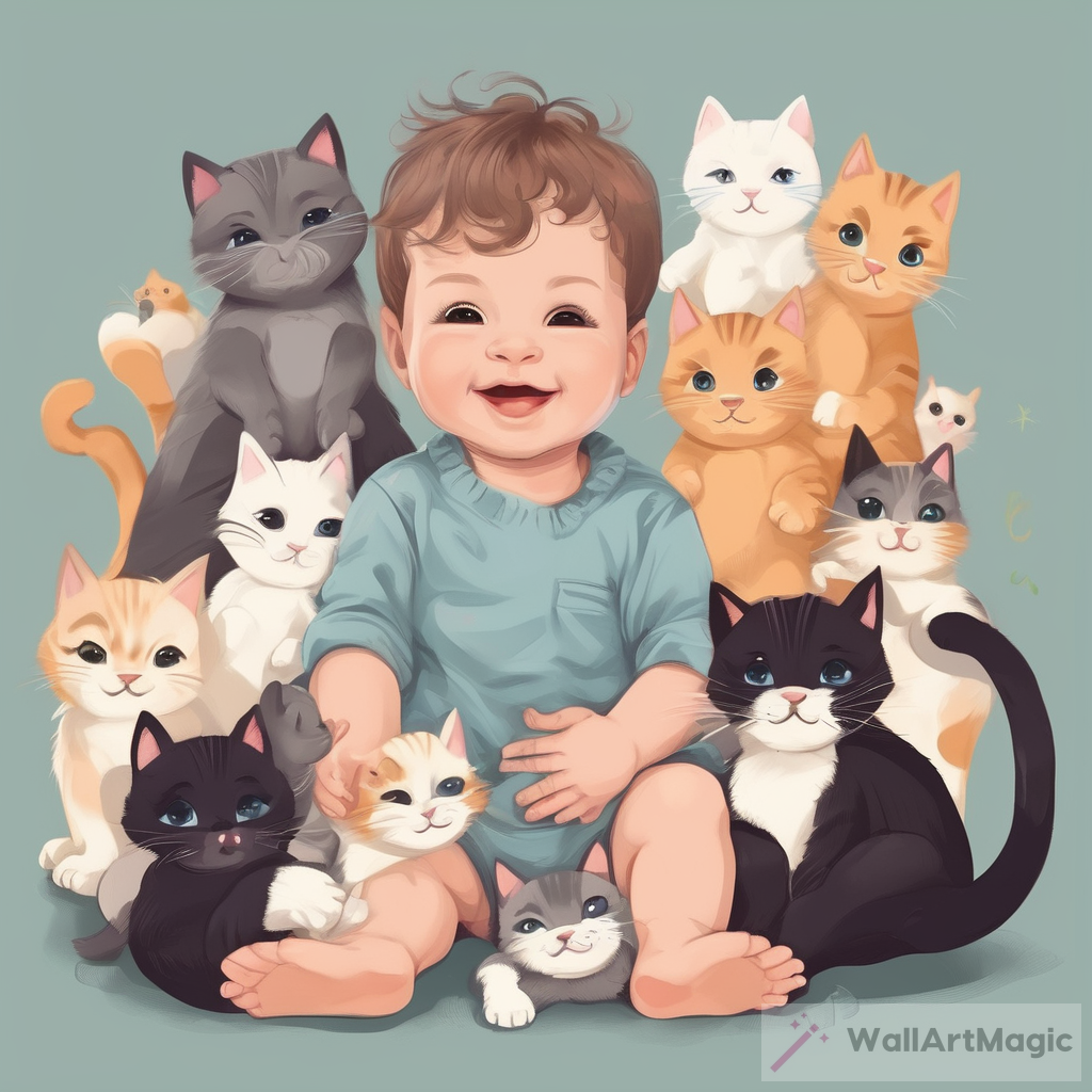 Adorable Baby Boy & Cute Baby Cats