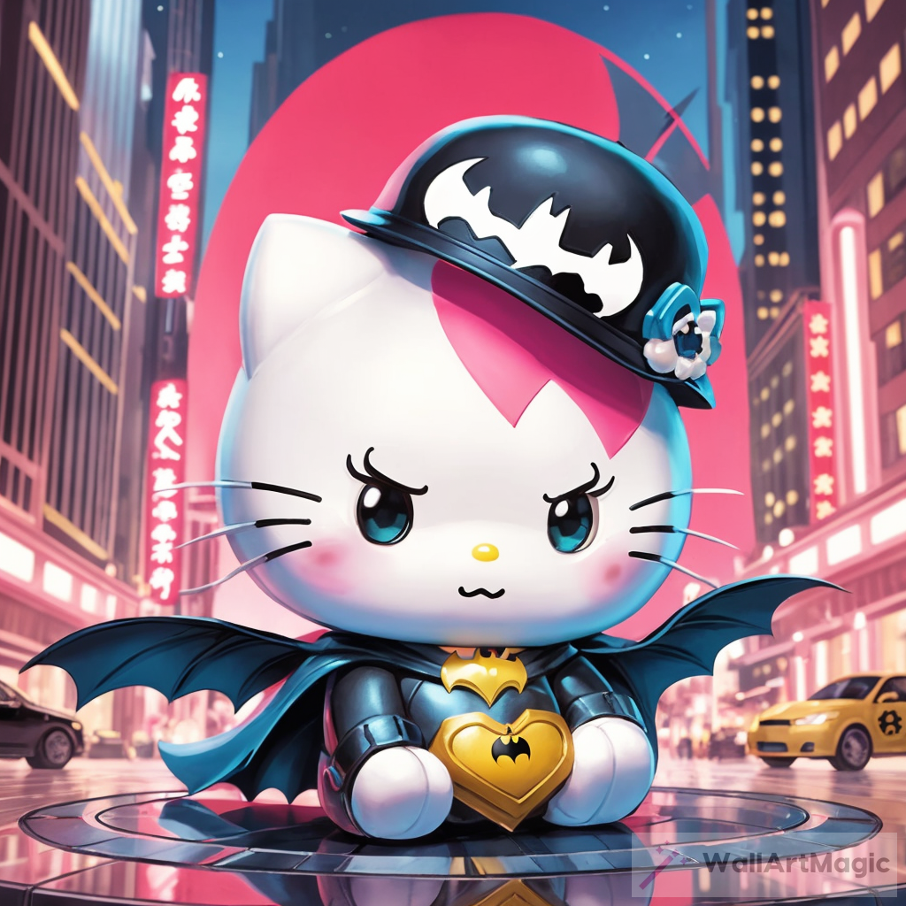 Hello Kitty & Batman Crossover Art