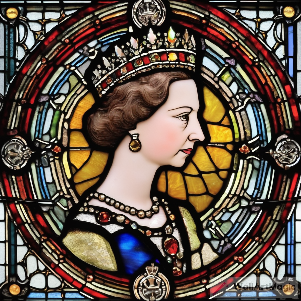 Majestic Queen Elizabeth Stained Glass Window Art