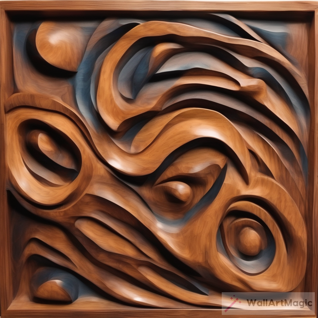Abstract Painting Carved Wood Artwork