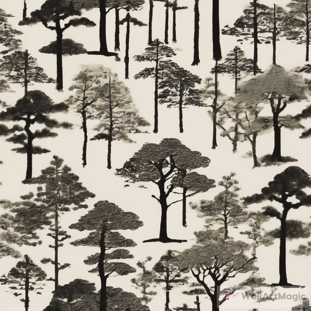 Japanese Art Trees on Paper AI