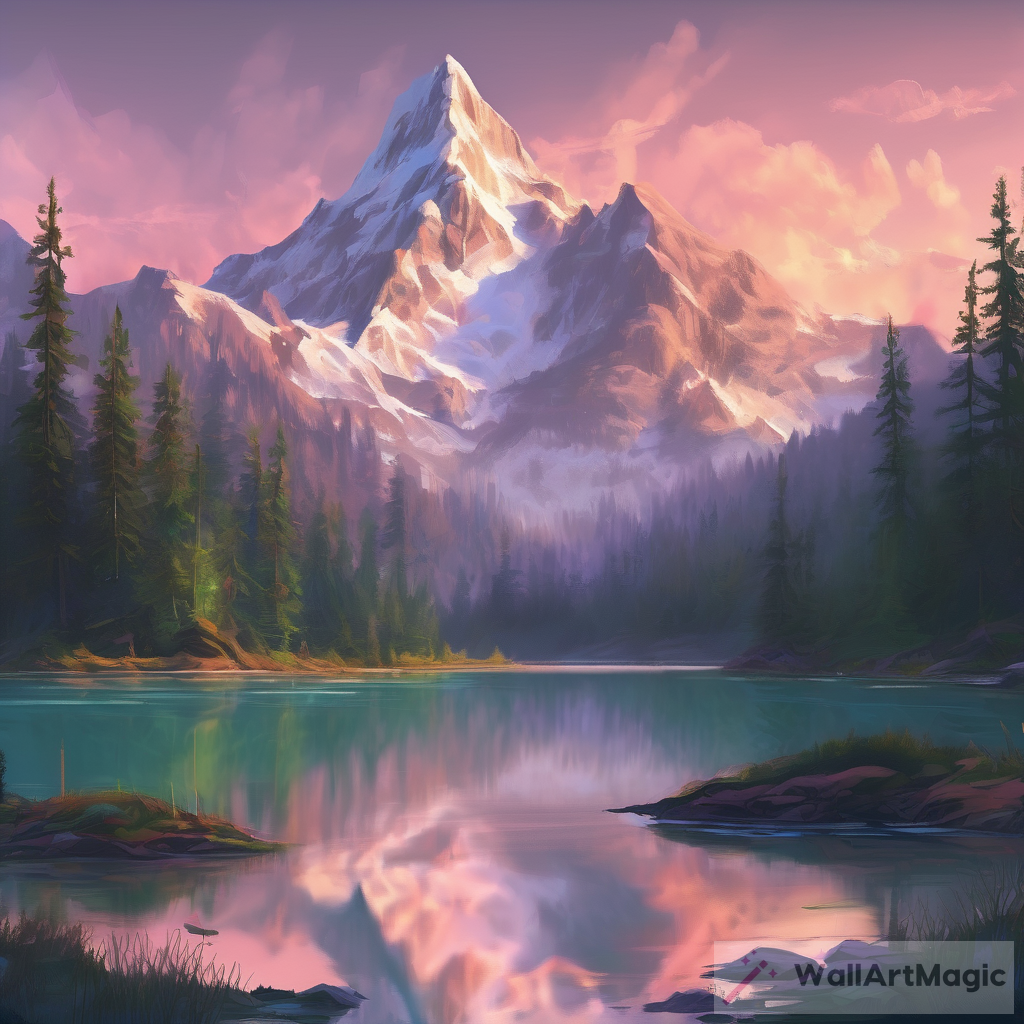 Enchanted Wilderness: AI-Generated Majestic Mountain Range Art