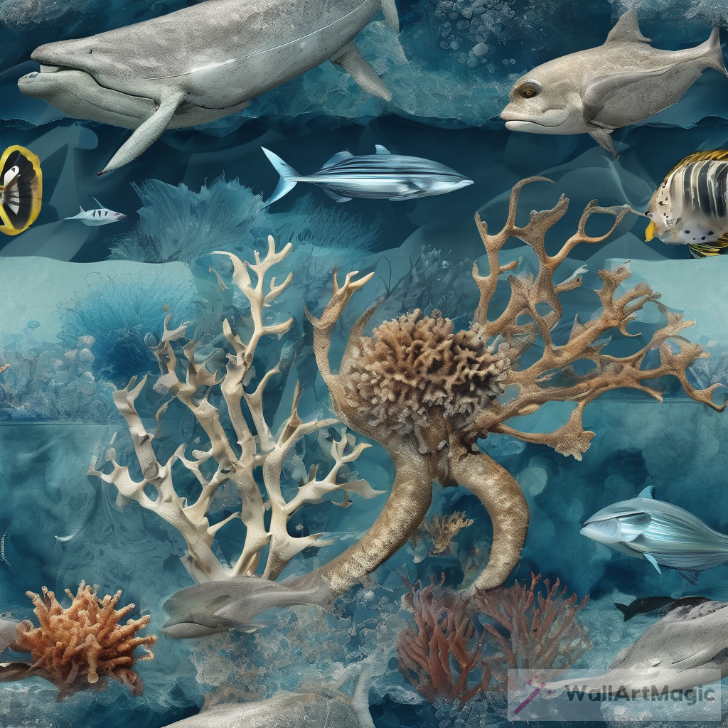 Ocean Symphony: Digital Collage of Marine Life and Underwater Landscapes
