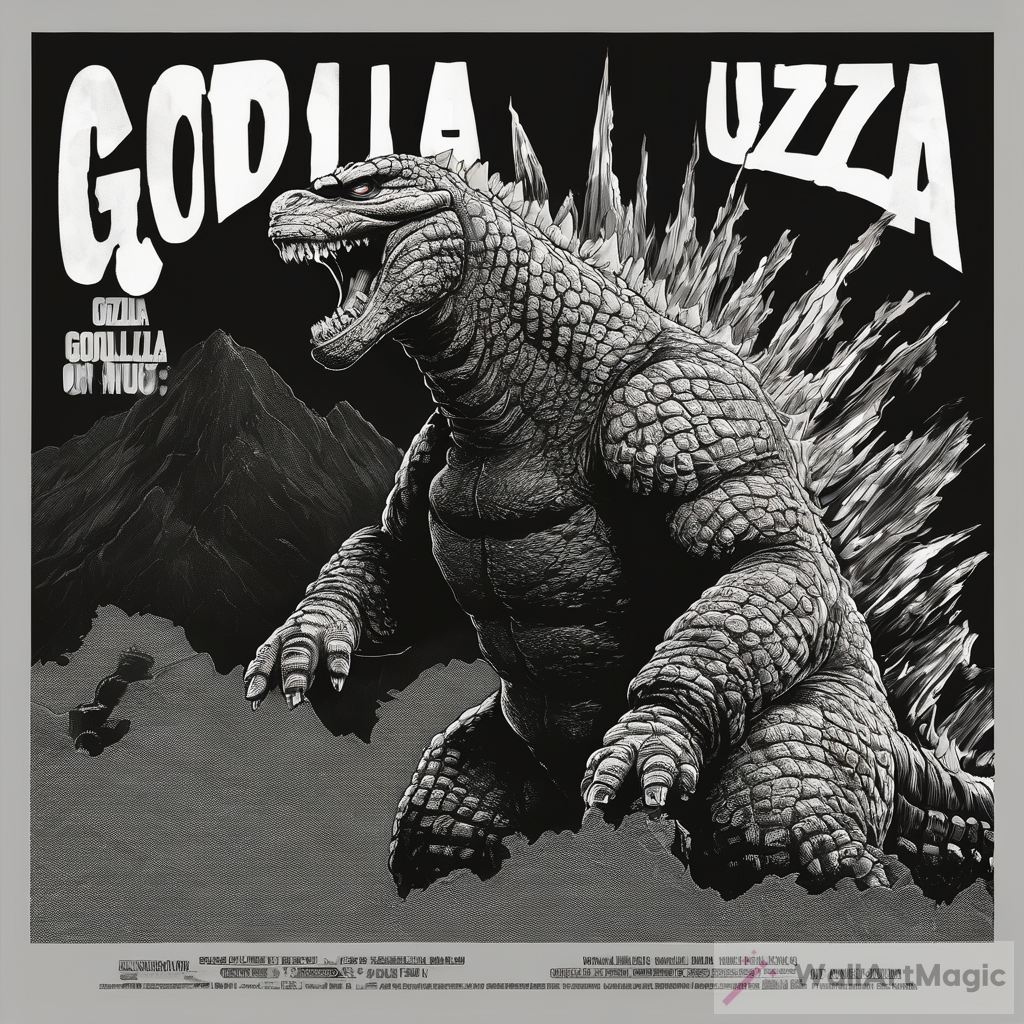 Godzilla Black White Poster
