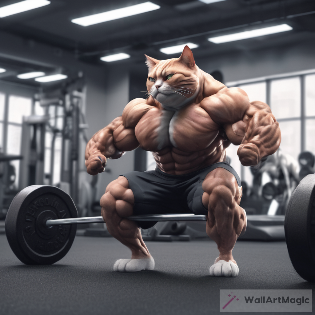 muscle cat trains in the gym with people