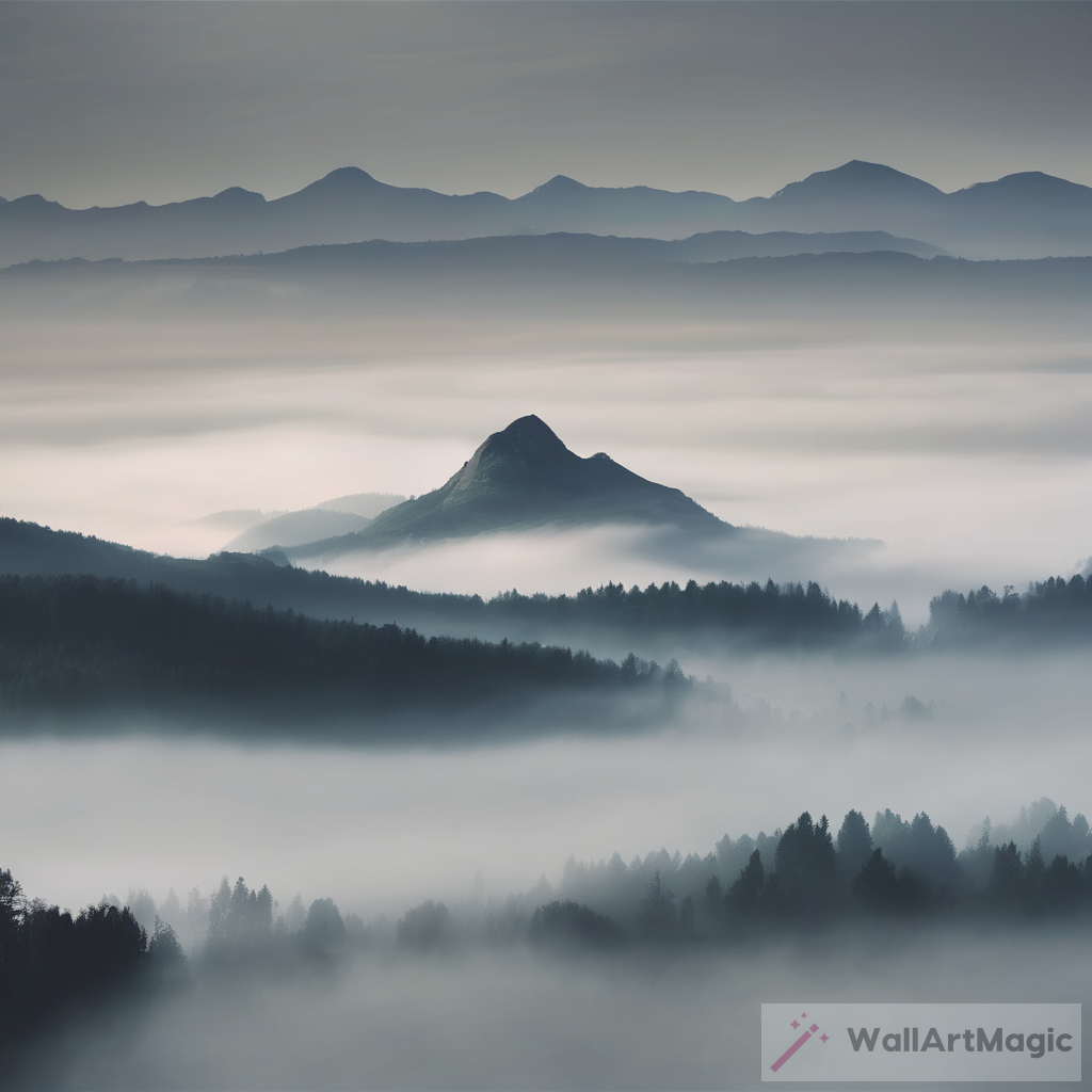 Mountain landscape surrounded by mist