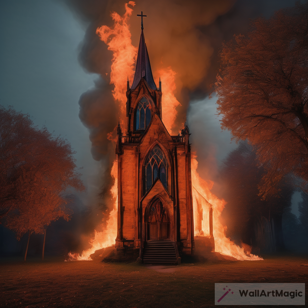 Ethereal Church Fire Painting