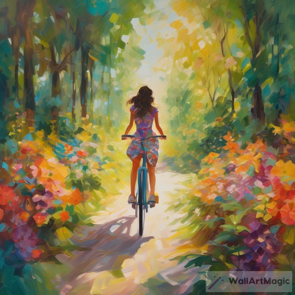 Enchanting 16K Abstract Oil Painting of Girl Riding Bicycle