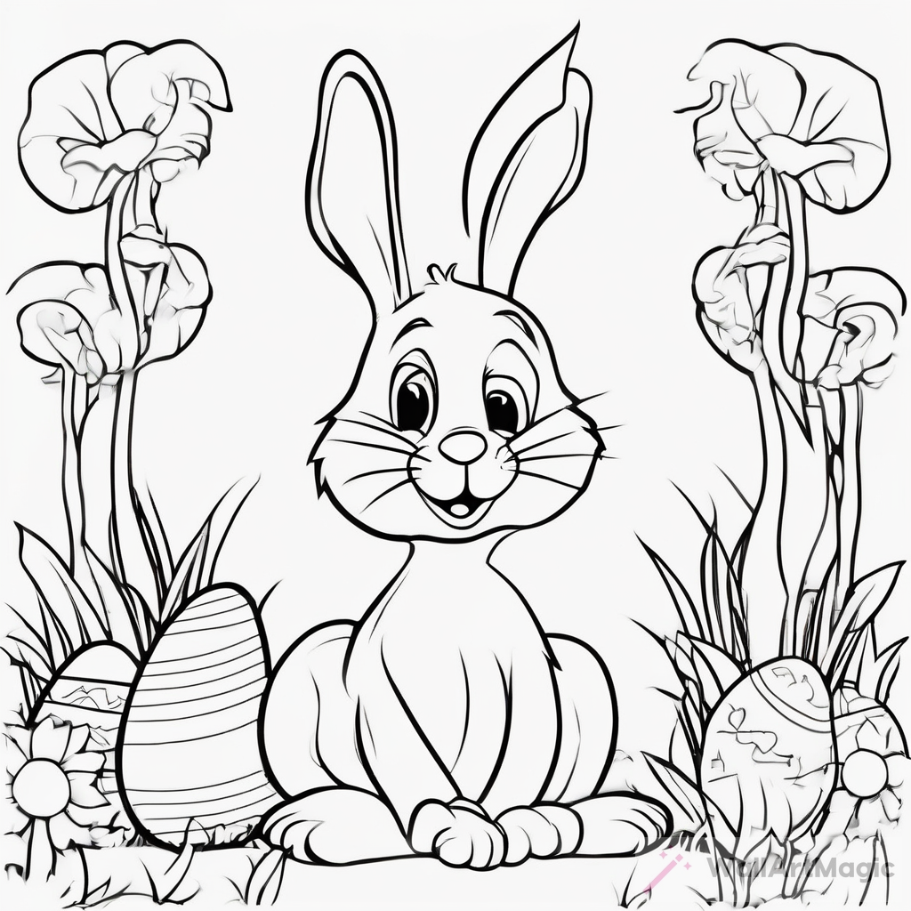 Cute Easter Bunny Coloring Page for Kids