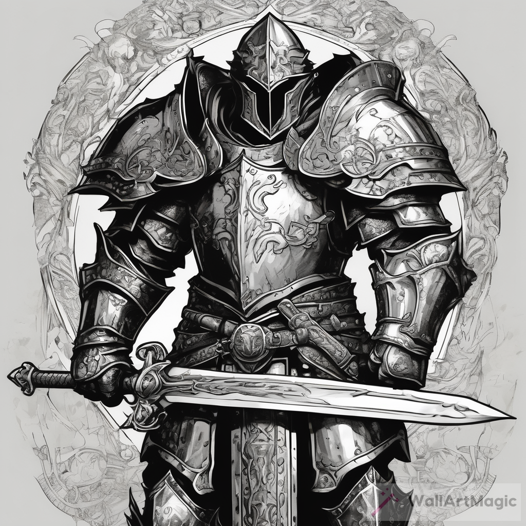 Imposing Paladin Art in Black and White Ink
