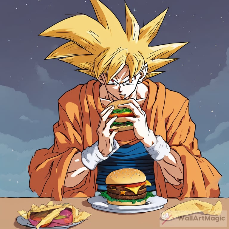 goku eating hamburger