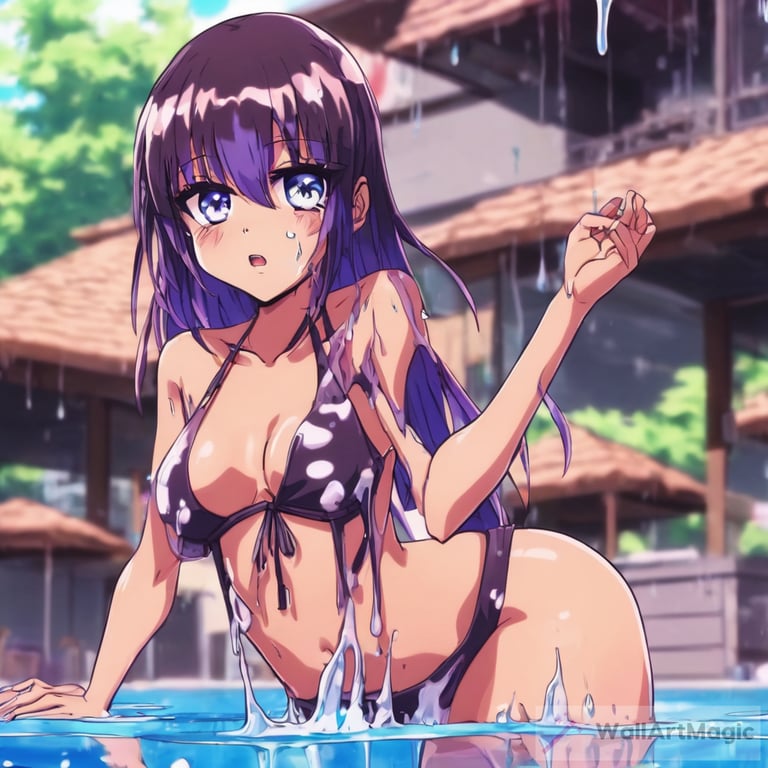 Anime girl in melting XXS bikini