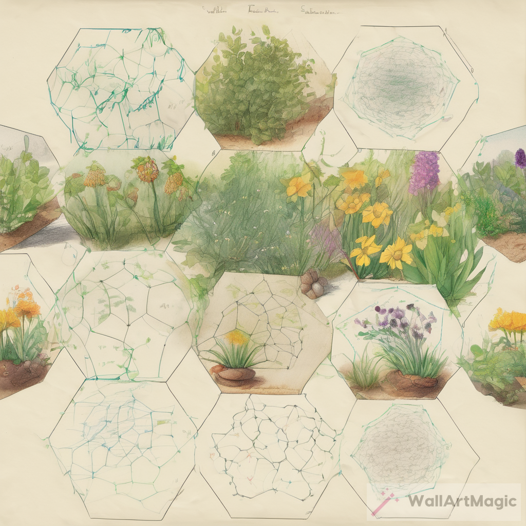 create an hexagon and sketch plant phenology as seasonal waves within the hexagon