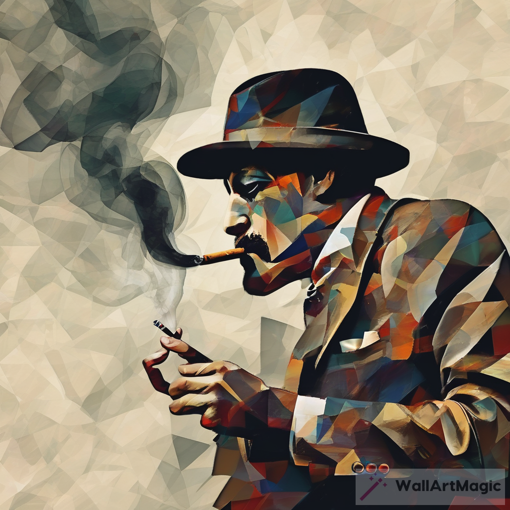 Mystical Smoke: Man Smoking Cigar Abstract