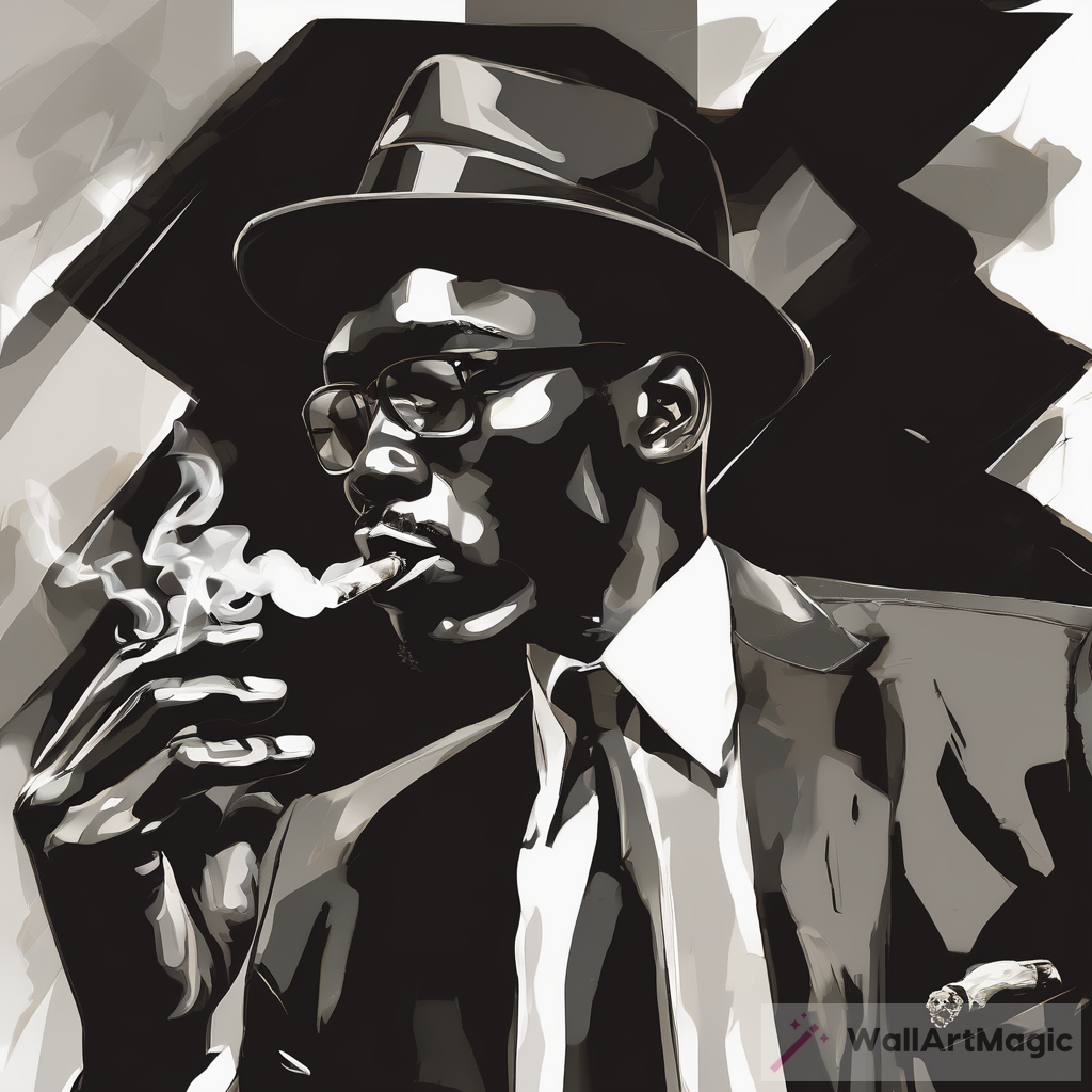 black Man lighting a cigar, abstract