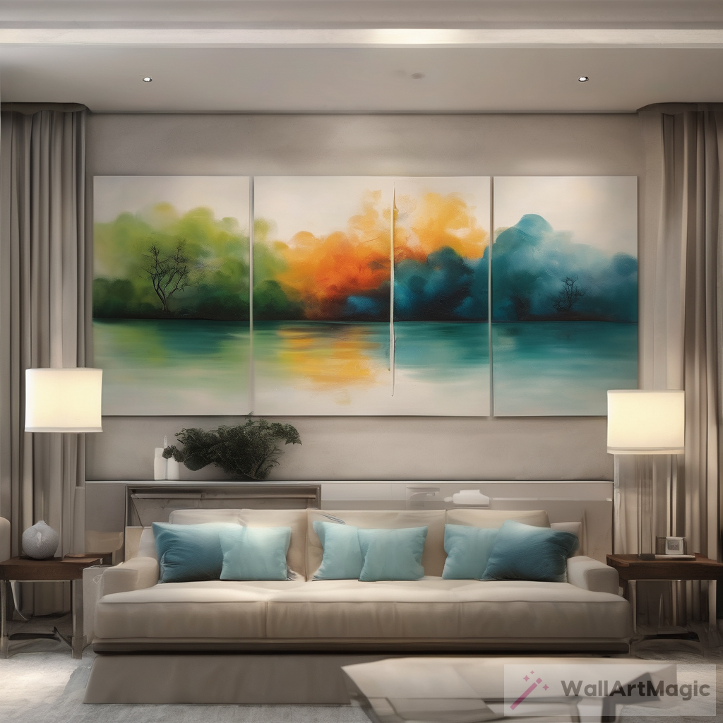 "Create a minimalistic and modern wall painting depicting the harmony of water, fire, family, love, life, friendship, and nature
