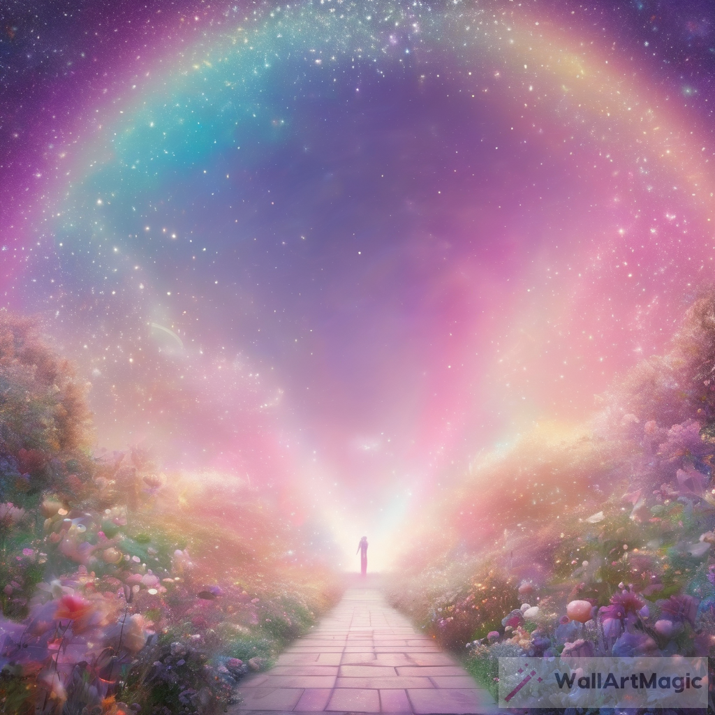 entering dreamstate garden of heaven astral dream pale rainbow gradients iridescence love glittery sky