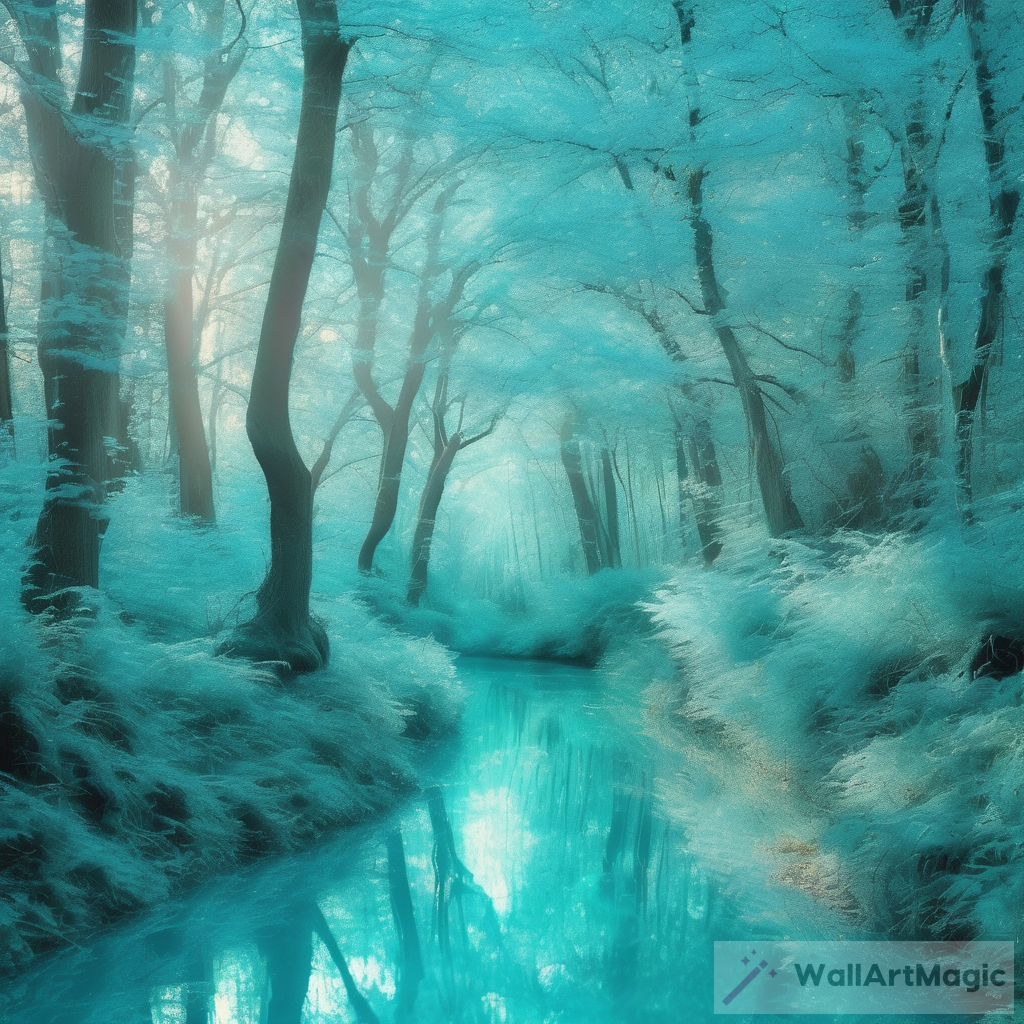 glorious pale glimmery iridescent enchanted forest in an astral dream pale gradient light tiffany blue