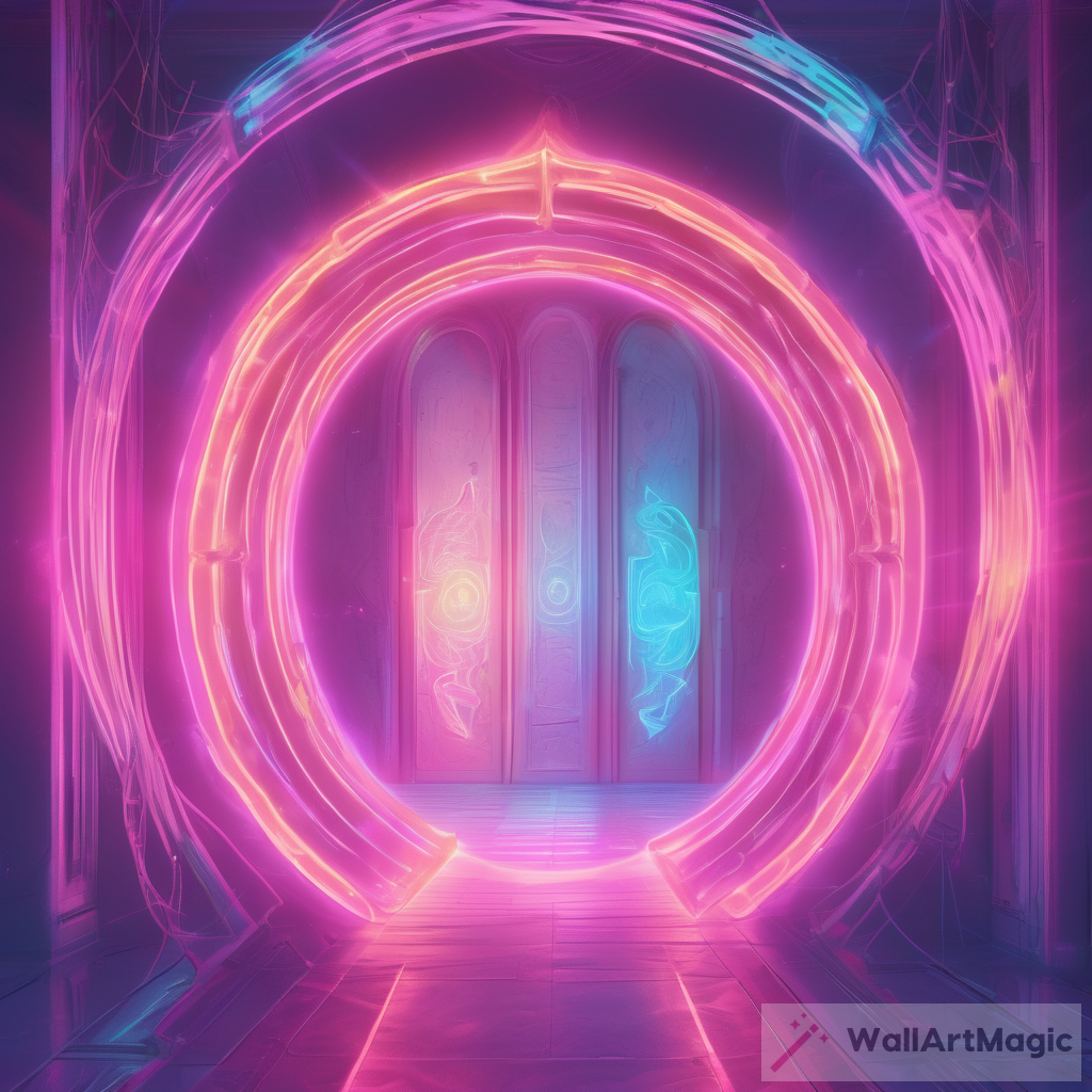 entering luminous glowing neon ethereal higher dimensions light pastels portal