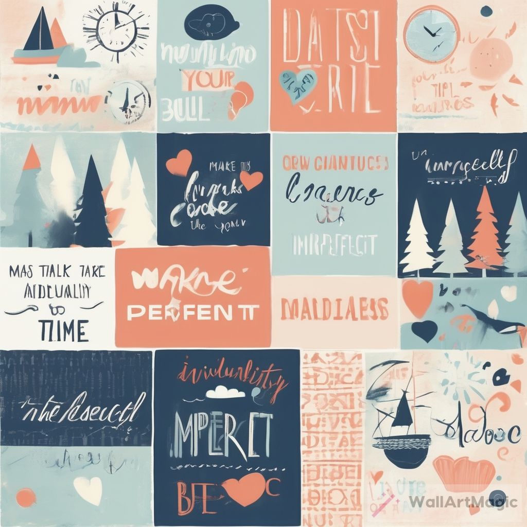 Theme: Adventure and Individuality
Tone: Inspirational and uplifting
Style: Minimalist and modern with a touch of whimsy
Quotes: "Make Mistakes, Take Chances, Be Perfectly Imperfect! Trust Yourself, Follow Your Heart. Date: The Present, Time: This Moment."
Language: English
Color Scheme: Soft pastels with accents of bold colors like navy blue or coral
Additional Elements: Include illustrations of children on a whimsical journey—perhaps walking along a winding path, flying a kite, or exploring nature. Add subtle elements like clouds, trees, and butterflies