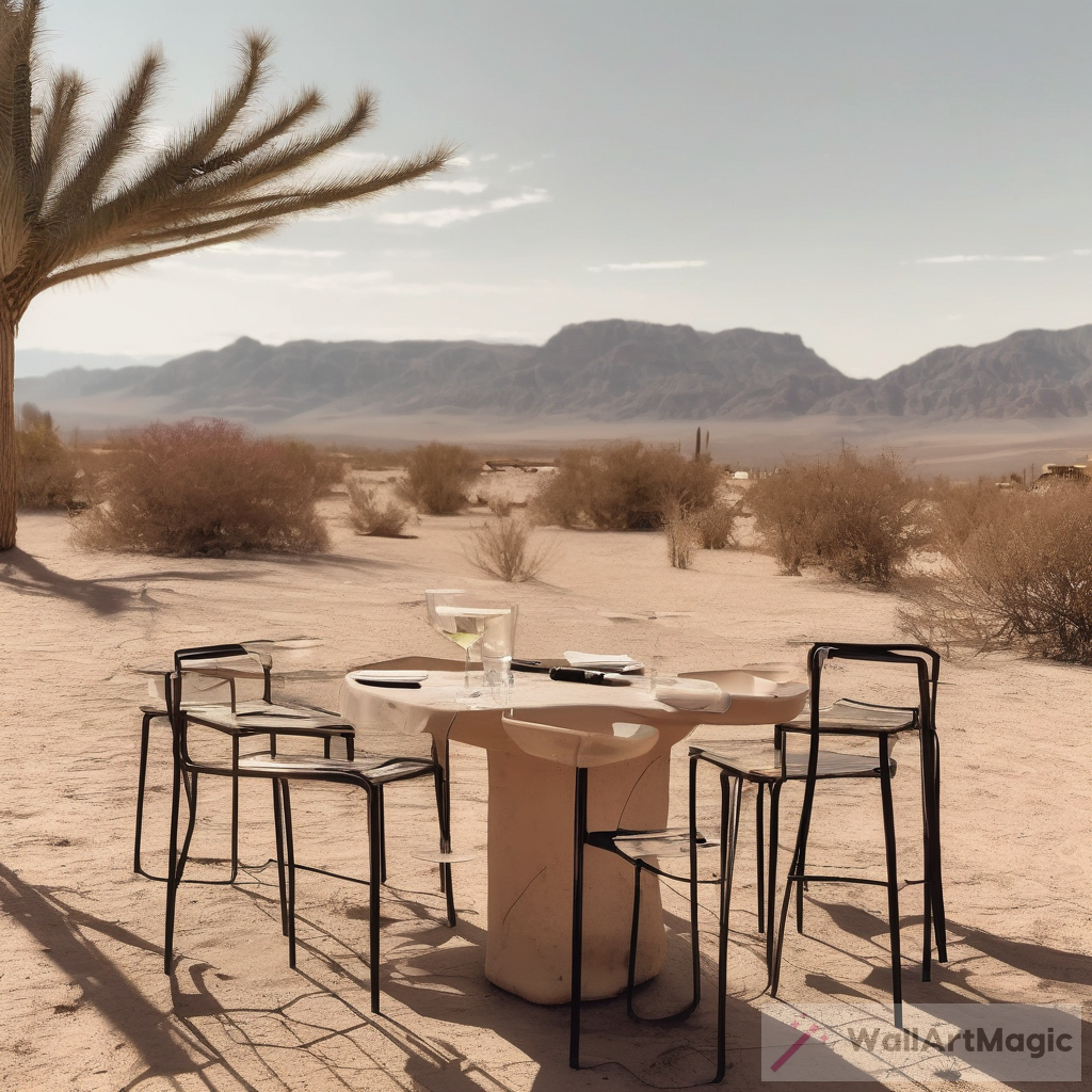 Seating at a desert drinking wine